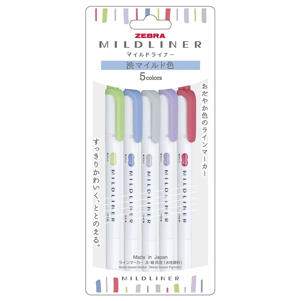 Zebra Mildliner WKT7-5C-NC-N Highlighter, Astringent Mild Color, NC5 Colors