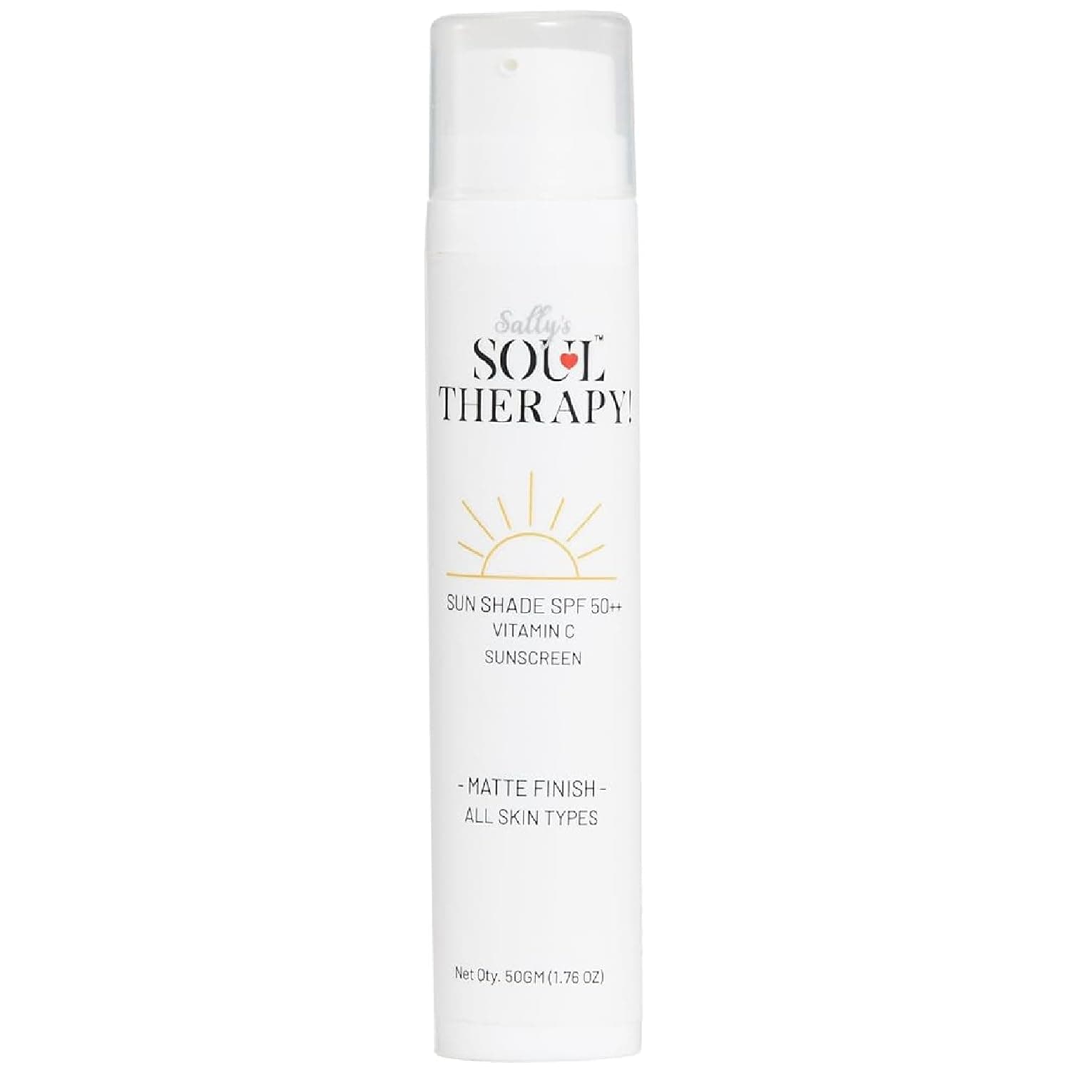 Sally's Soul Therapy SunShade SPF 50++ Sunscreen with Vitamin C | Broad Spectrum UVA & UVB Protection | Lightweight, Matte Finish, Hydrating & Brightening Daily Sun Care for All Skin Types (50g)