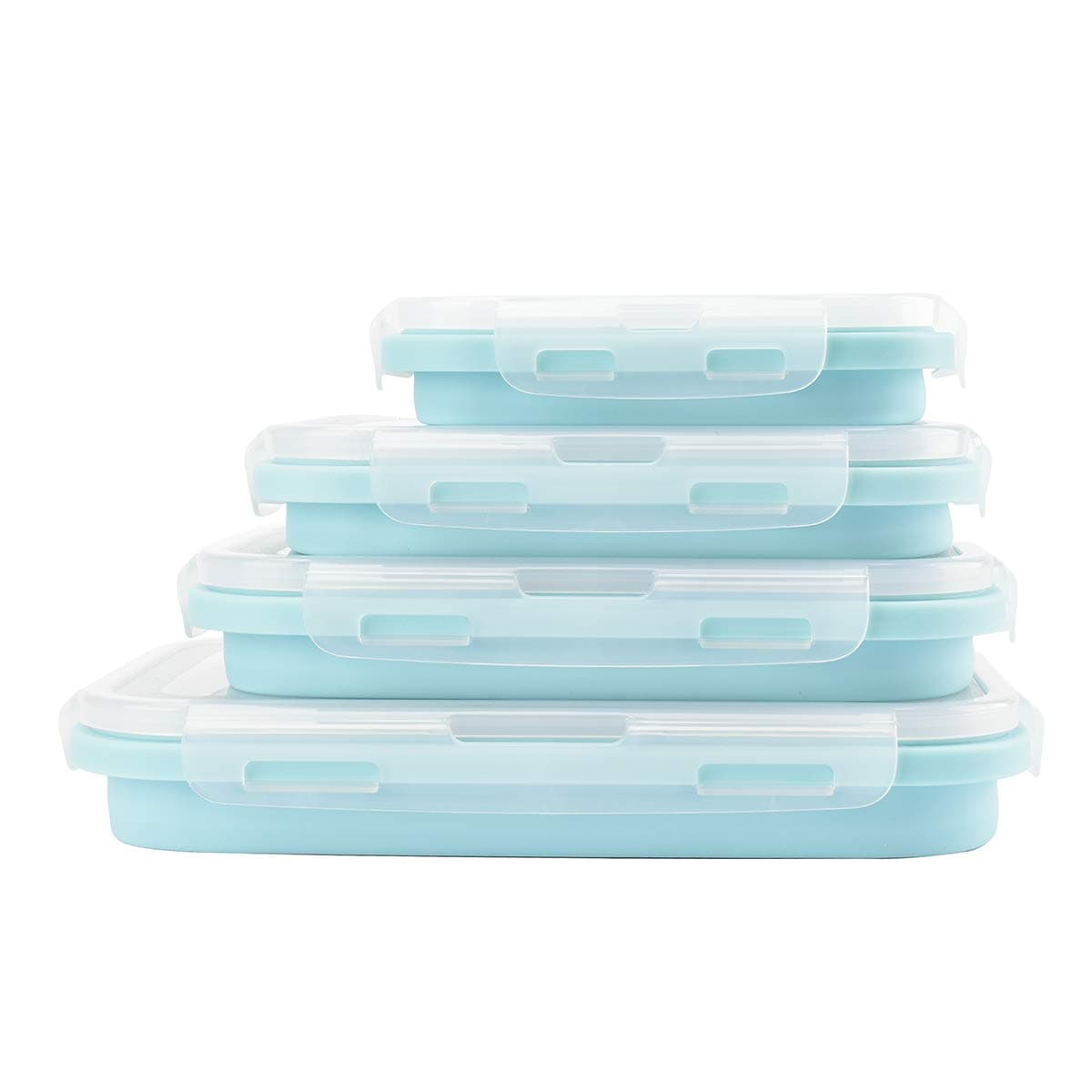 Bagonia Collapsible Silicone Food Storage Containers Set of 4, BPA Free Foldable Kitchen Storage Boxes with Airtight Lids, Microwave, Freezer & Dishwasher Safe, 350ml, 500ml, 800ml & 1200ml