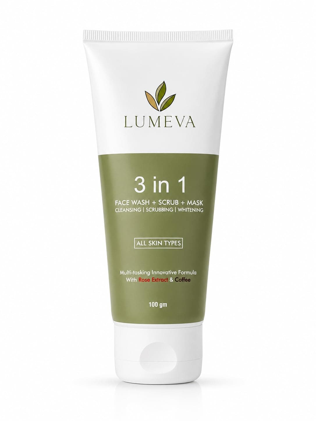 LUMEVA 3-in-1 Face Wash, Scrub & Mask, All Skin Types, 100g