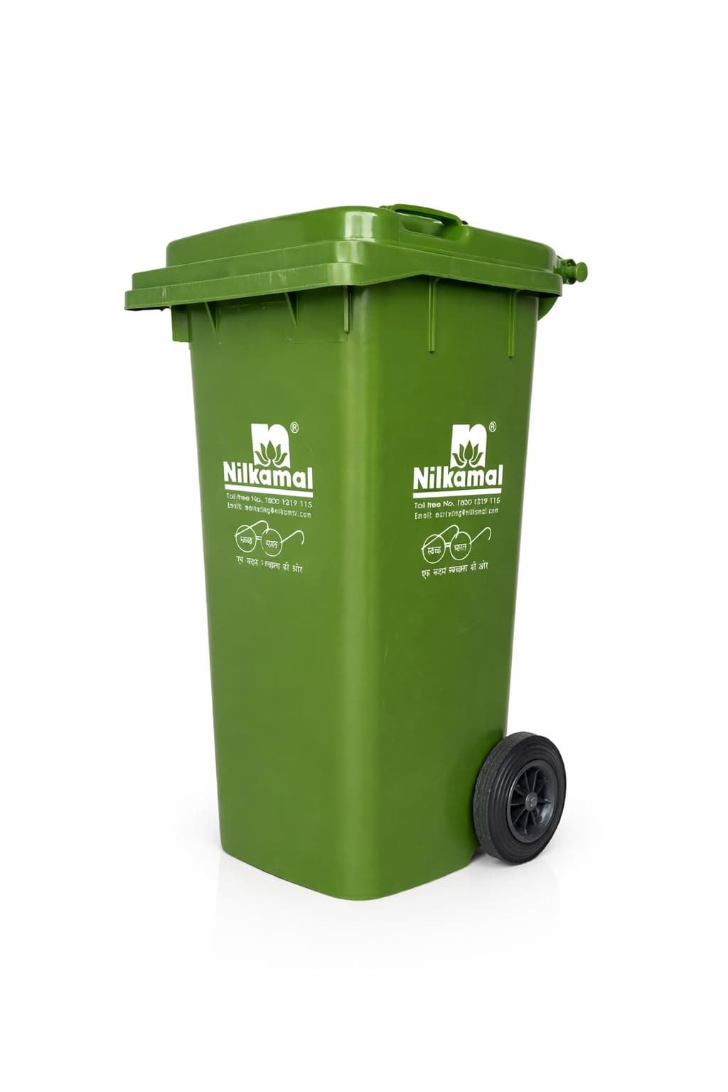 Nilkamal Plastic Manual-Lift 120 Ltr Wheel Garbage Dustbin (Green)