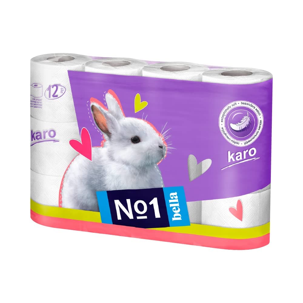Bella No1 Karo Toilet Tissue Roll - 12 Rolls | White | 2-ply Soft | High Absorption | 150 Sheets in a Roll
