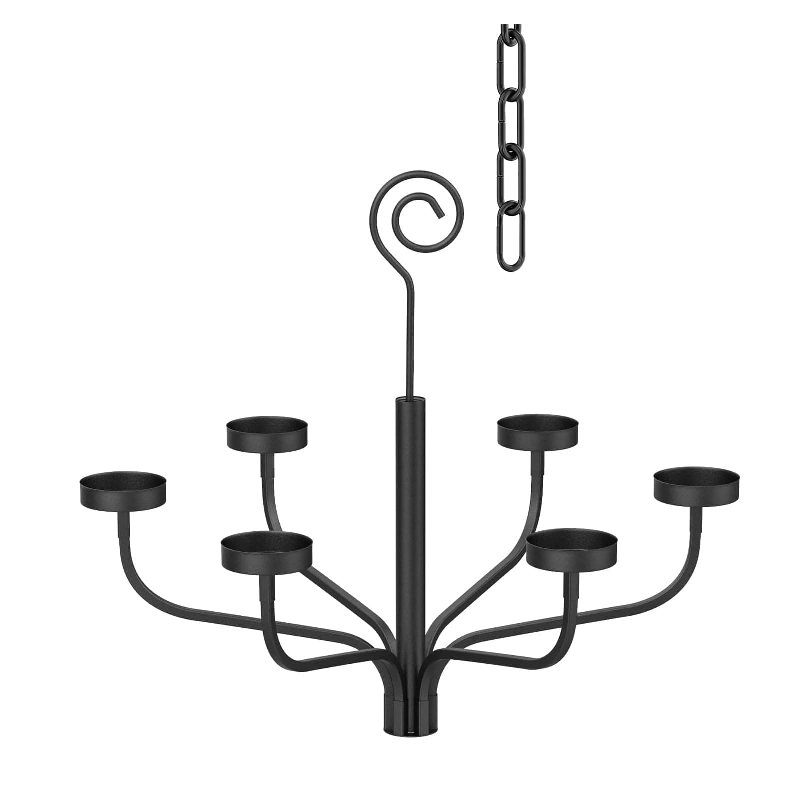 smtyle Hanging Candle Chandelier for Tealight Candle Metal Wall Sconce Set of 6 for Indoor or Outdoor Black