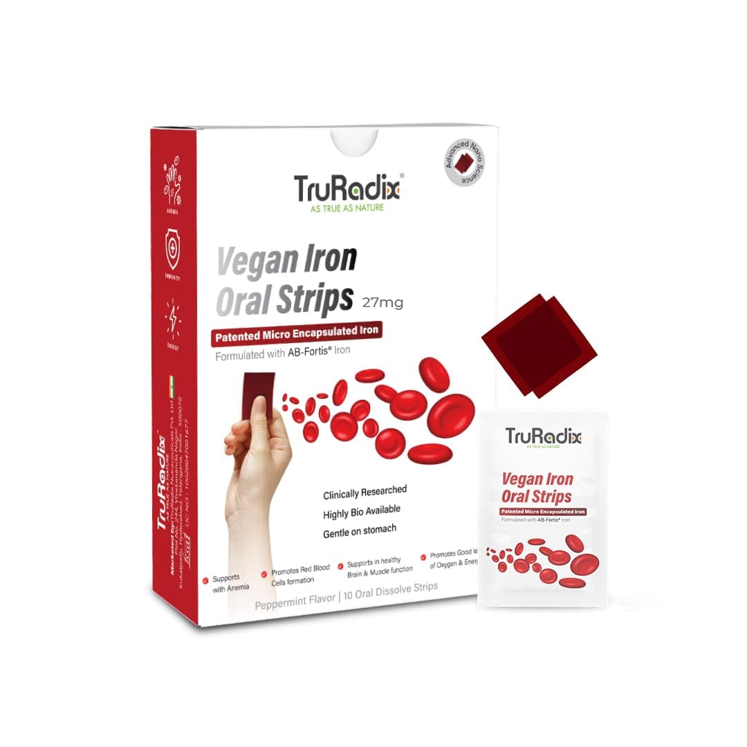 TruRadix Nutrition Vegan Iron Strips – 10 Count Peppermint Flavour Oral Dissolving Strips – Highly Bioavailable – Fast Absorption