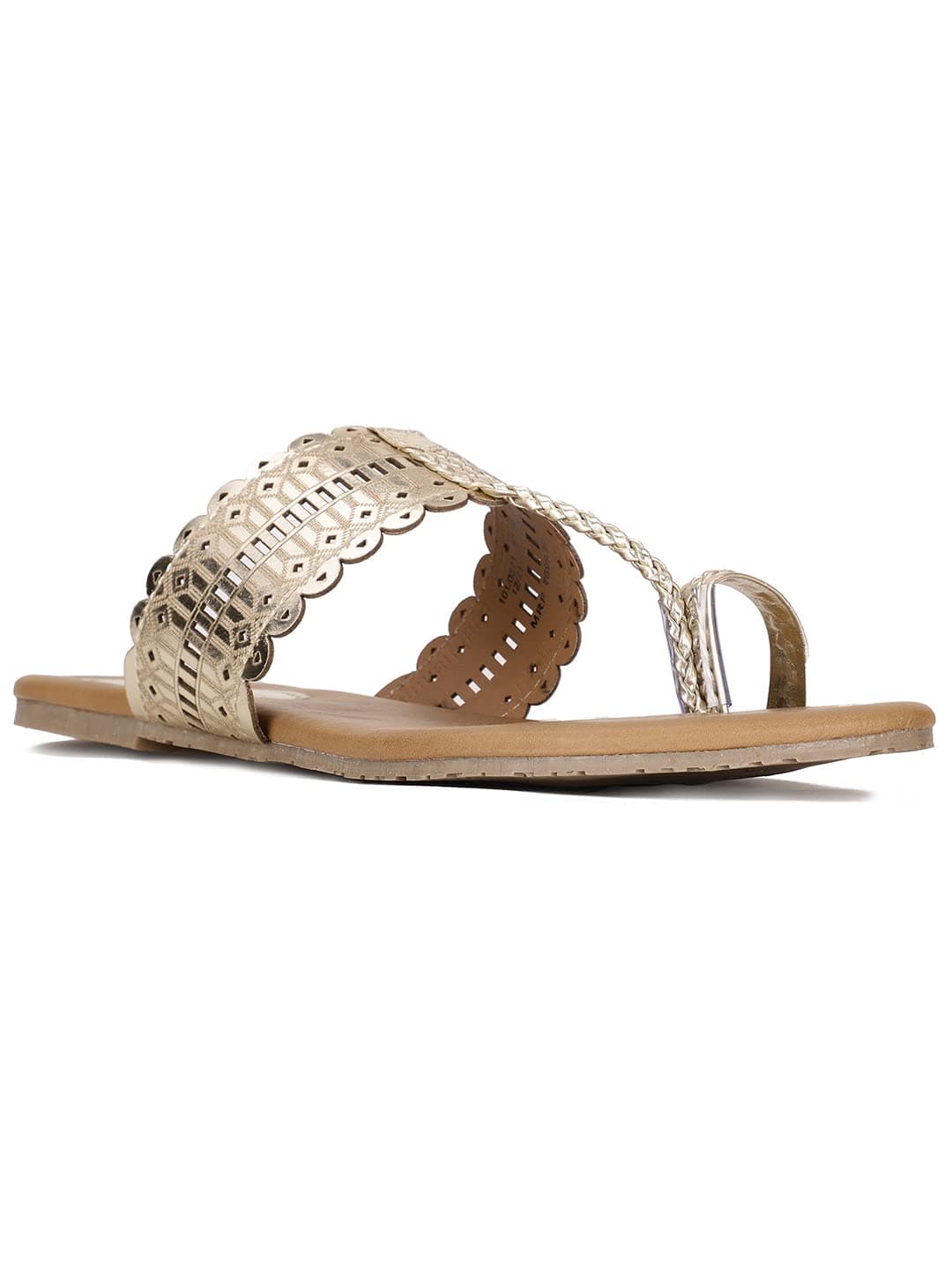 Bata Metallic Tr Women's Gold Flat Sandals - 5 UK (5718231)