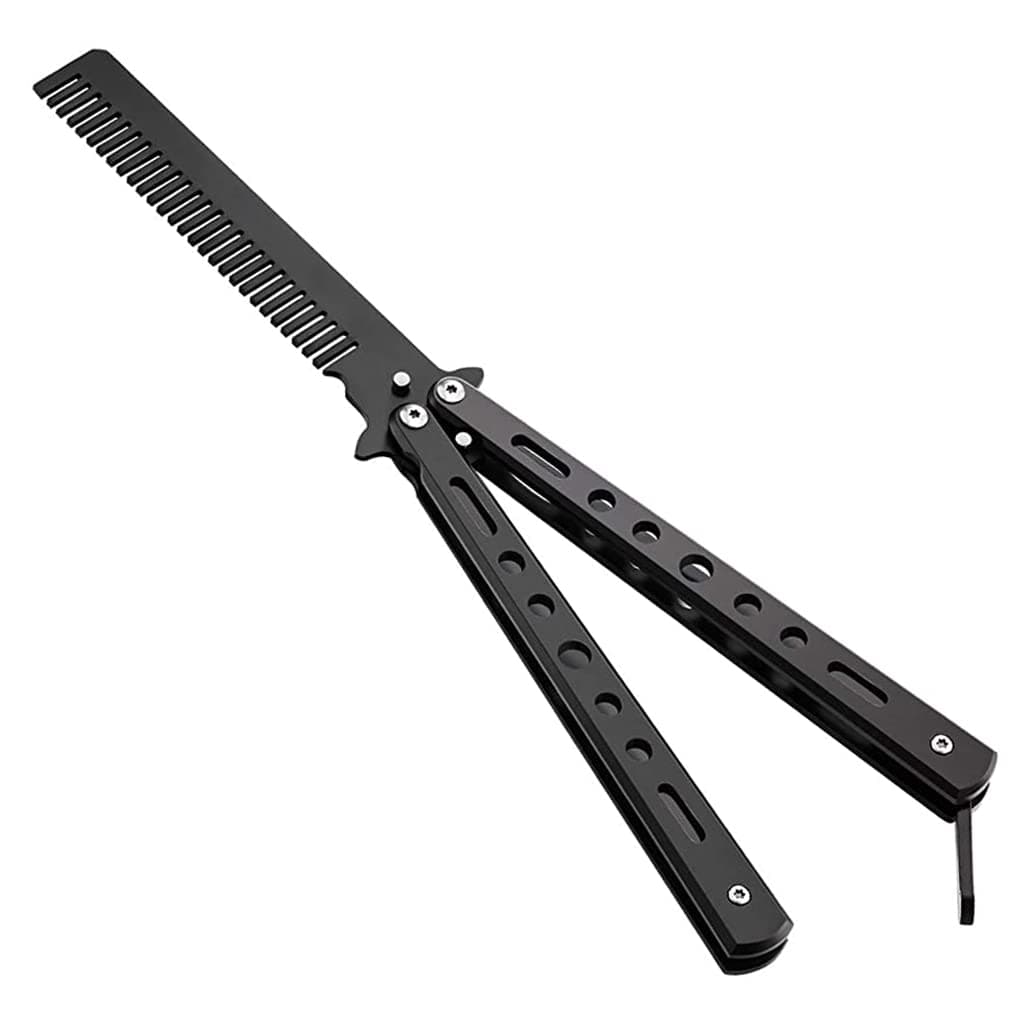 Zibuyu Butterfly Comb Stainless Steel Folding Unsharpened Blade Black