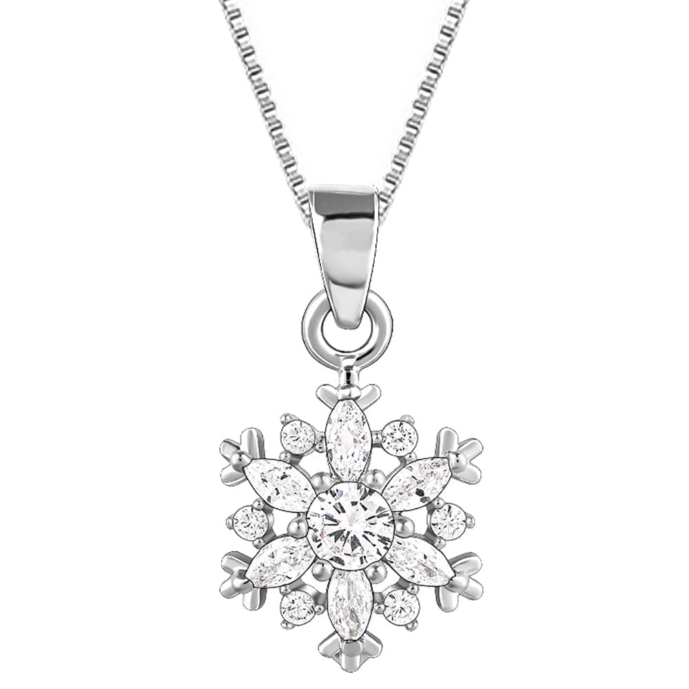 GIVA 925 Silver Snowflake Necklace (Box Chain) | Gifts for Women & Girls | Authentic with Certificate & 6 Months Warranty