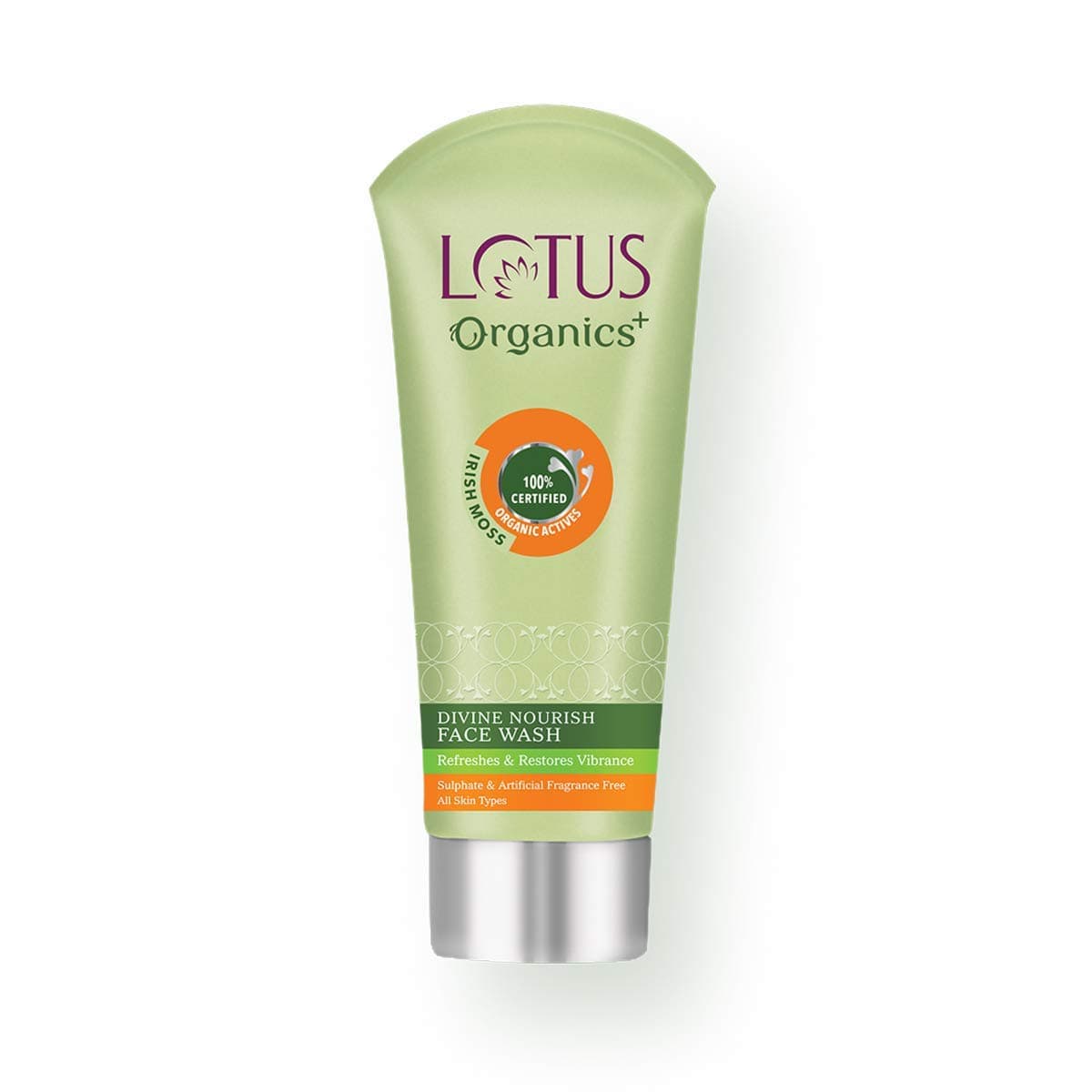 Lotus Organics+ Divine Nourish Face Wash | Sulphate Free | Gentle Cleaning | Skin Whitening & Brightening | 100% Certified Organic Irish Moss | All Skin Types | 100 ml