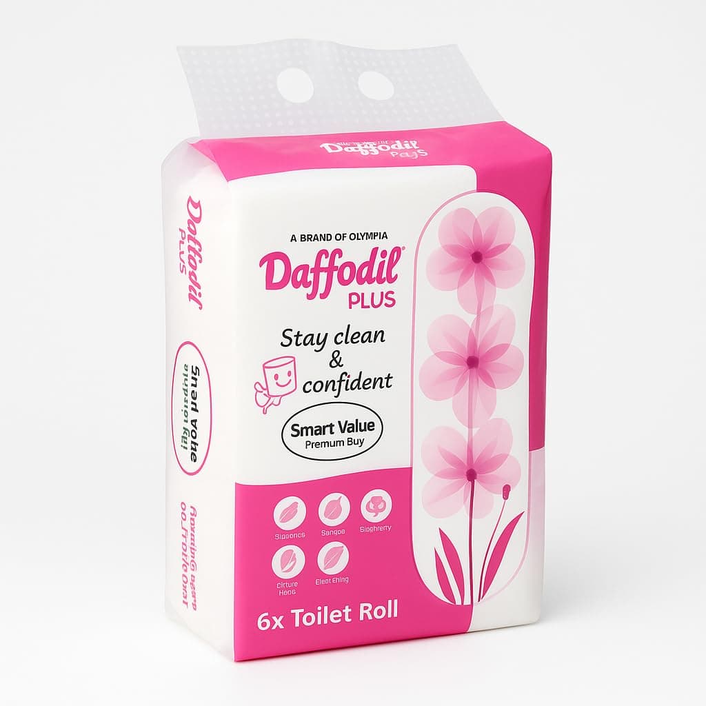 DAFFODIL 2Ply Toilet Paper Tissue – 6 Packs (220 Pulls/Roll, 1320 Pulls Total, 2640 Sheets) UltraSoft Toilet Paper Roll, Strong and Long Lasting for Home or Office Use,