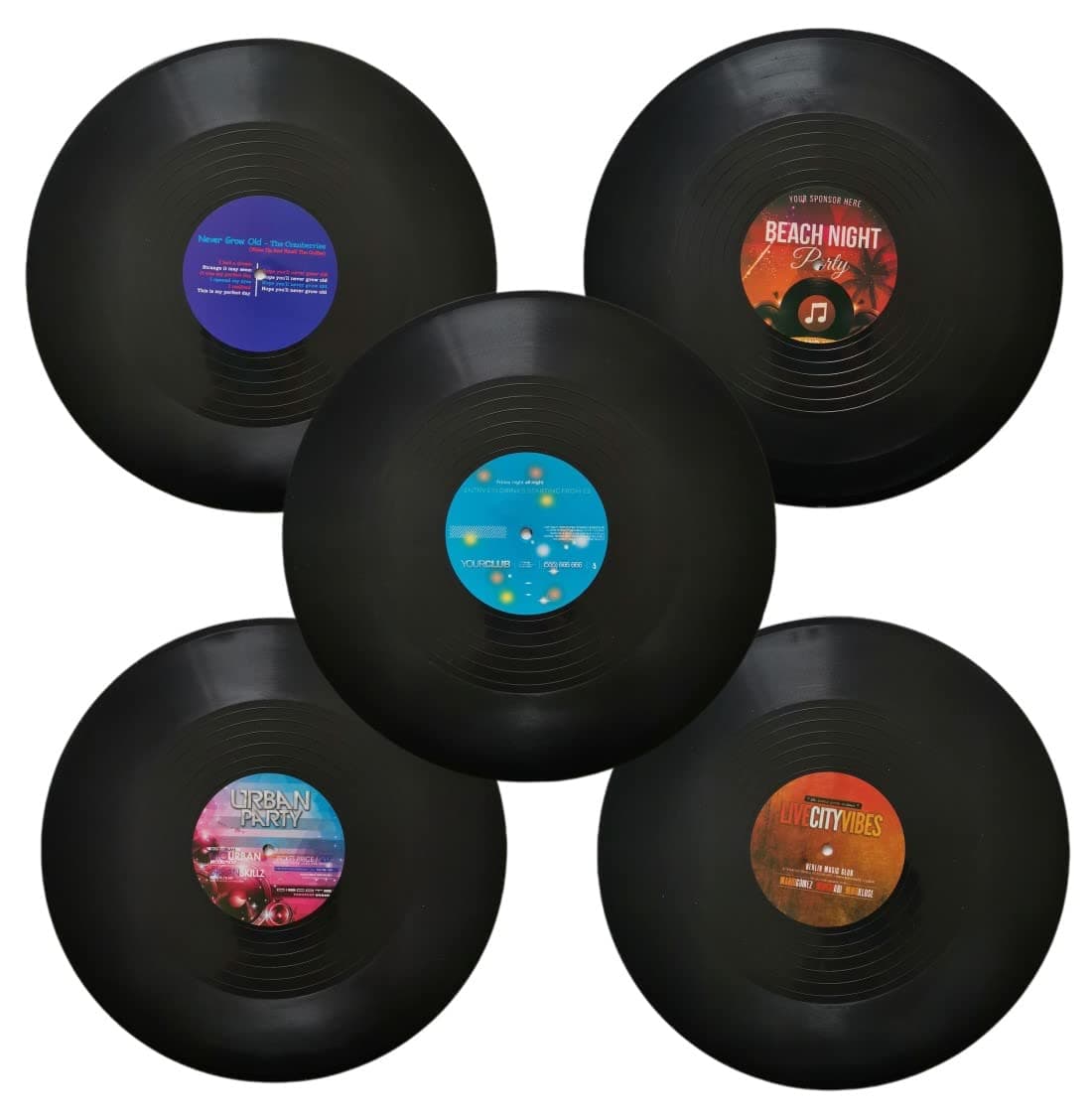 MINI ZOZI 12 inch Blank Vinyl Records Fake 5 Pieces in 1 Pack for Indie Aesthetic Room Decor or Home Decor on Wall for Bedroom or Living Room Discos Music Studio Hip Hop Decorative Purpose