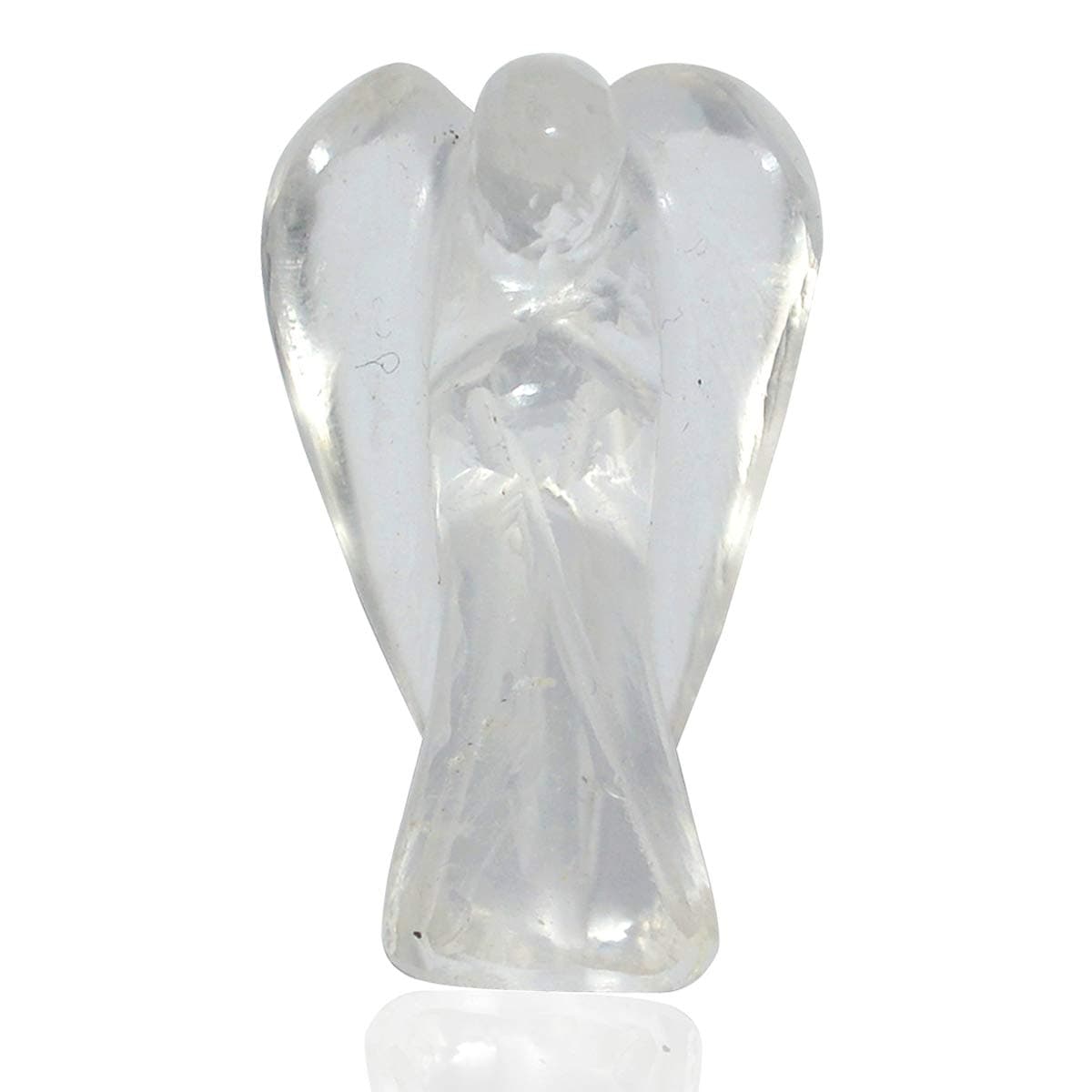 Crystu Natural Clear Quartz Angel Crystal Stone Angel Size 5 cm (2 inch). Charged by Reiki Grand Master & Vastu Expert (Color : Clear)