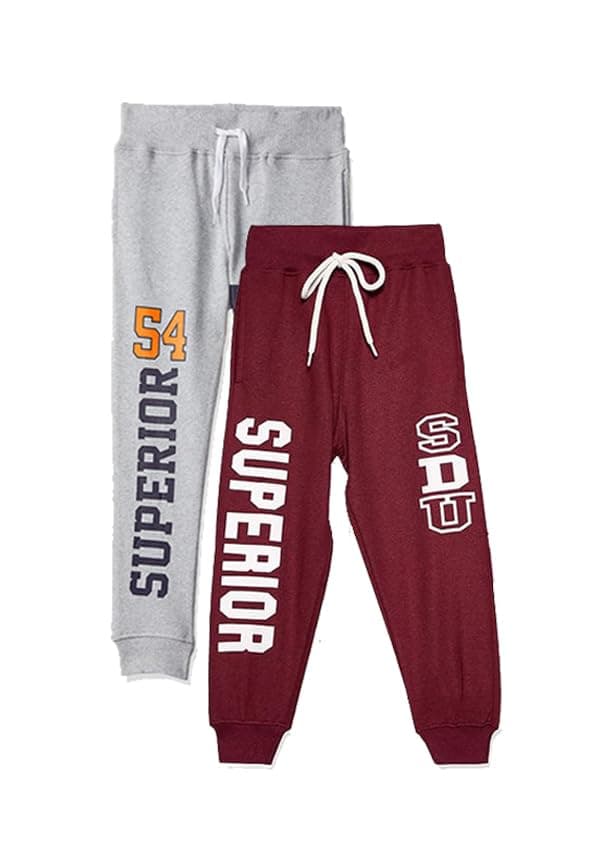 T2F Boy's Regular Fit Printed Cotton Joggers Track Pants