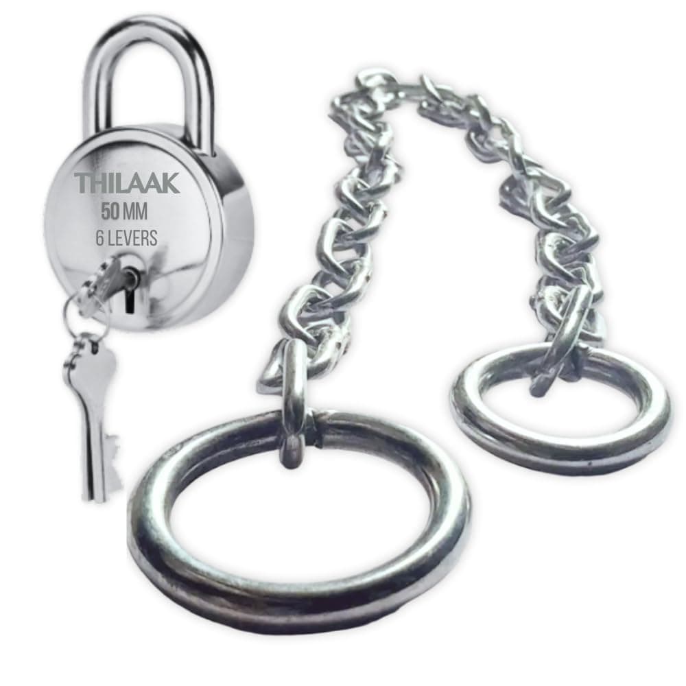 INIDHU enterprises-Heavy Metal Security Interlockchain |Stainless Steel|2 Feet Chain|50Mm Combination Lock|Luggage|Fence Gate|Cycle|Bike|Pets And Animals|Multipurpose Use-(Silver Colour-Chain & Lock)