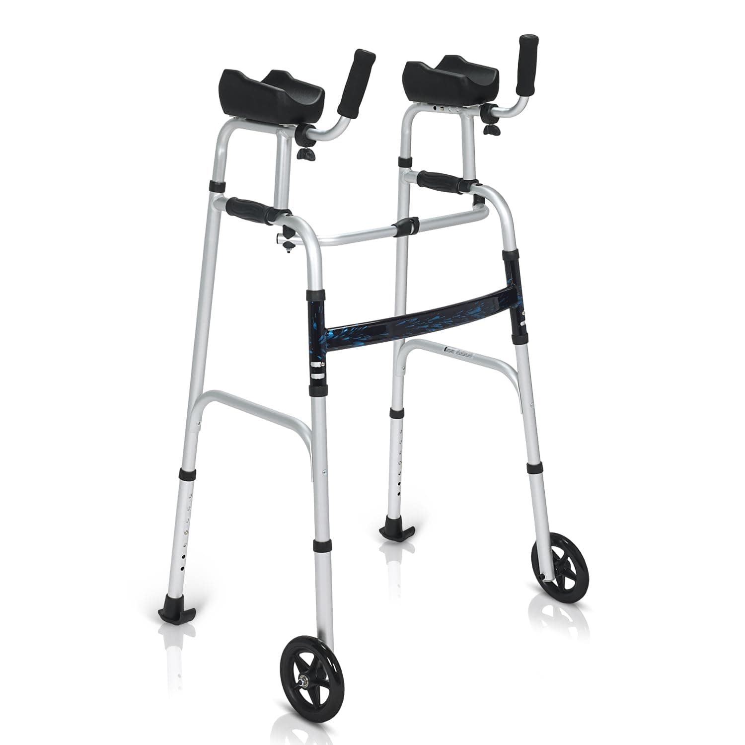 KosmoCare Upright Walker With 5" Castors | Height Adjustable With Forearms | Folding for Elderly | Walking Aid for Adults