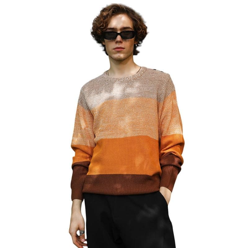 CAHOOT Men's Contrast Panel Pullover Sweater for Casual Wear | Crew Neck | Long Sleeves | Pull On Closure | Sweater Crafted with Comfort Fit for Everyday Wear