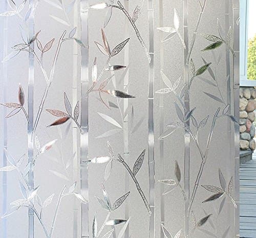 CVANU Vinyl Bamboo Frosting Privacy Window Film Sheets Sticker (White, 24''x50 Inches)
