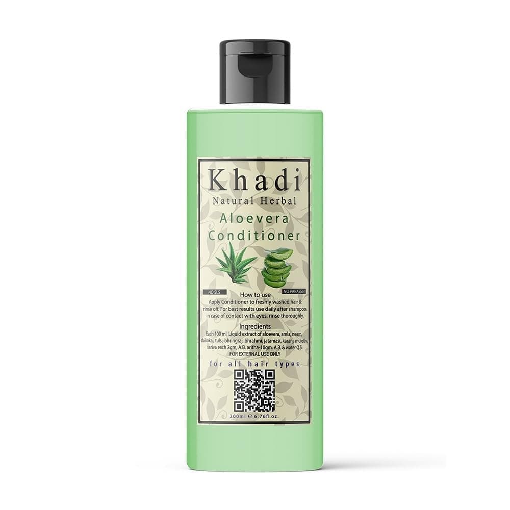 Khadi Natural Herbal Aloevera Conditioner For Hair Growth | Suitable For Curly, Dry And Frizzy Hair - Controls Hair Fall | Parben And SLS & Chemical Free Conditioner For Men Women 200ml,1 Count