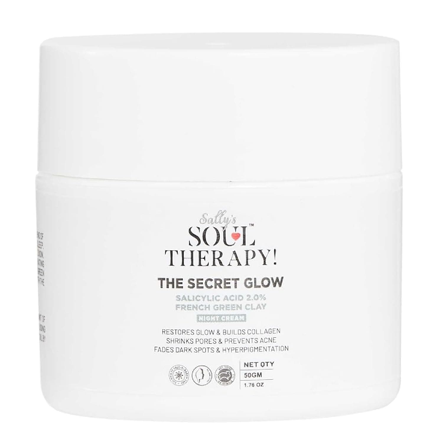 Sally's Soul Therapy Secret Glow Night Cream 50g | Night Face Cream for Glowing Skin | Reduces Acne Scars, Dark Spots & Hyperpigmentation | Brightening, Nourishing, Lightweight & Non-Greasy | For All Skin Types