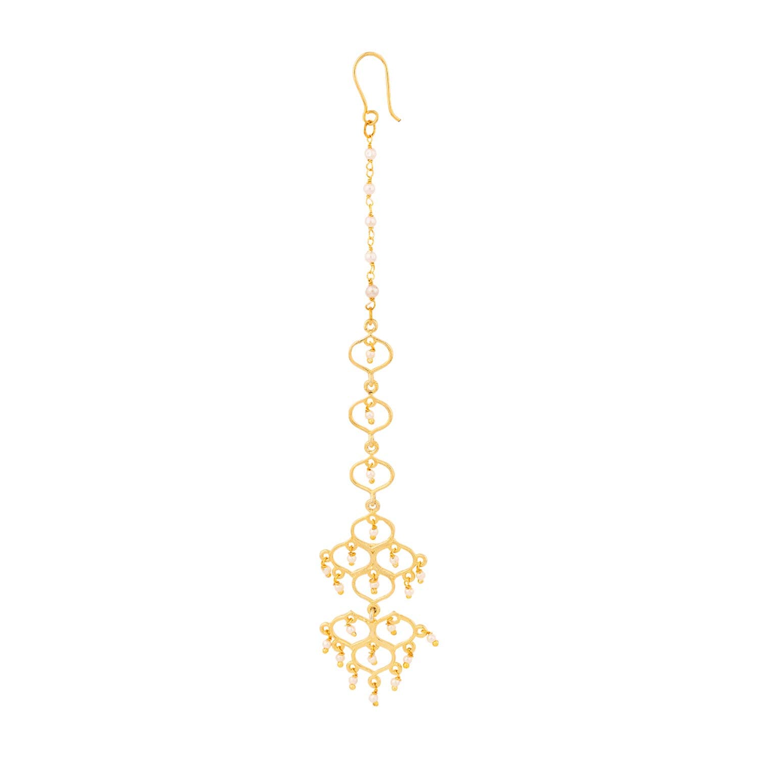 Voylla Jaali Pearl Gold Plated Maang Tika