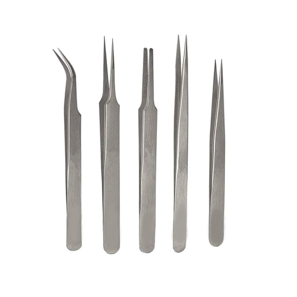 Alis Beauty Tweezer Perfect to Holding | Precision for beading, Other Fine Crafts, Medical, Lash Extension Tweezers Set (BT-033) - Set of 5 Pcs
