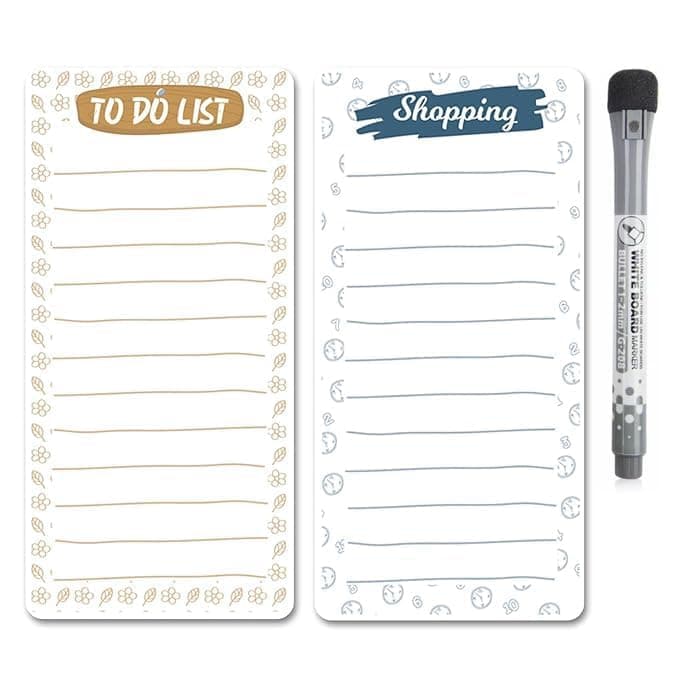AccuPrints Magnetic to Do List Shopping List Combo | Size 11 x 4 inch or 27x10 cm | Reusable Dry Erase Marker Vinyl Magnetic eraseable Sheet Board with Magnetic Marker