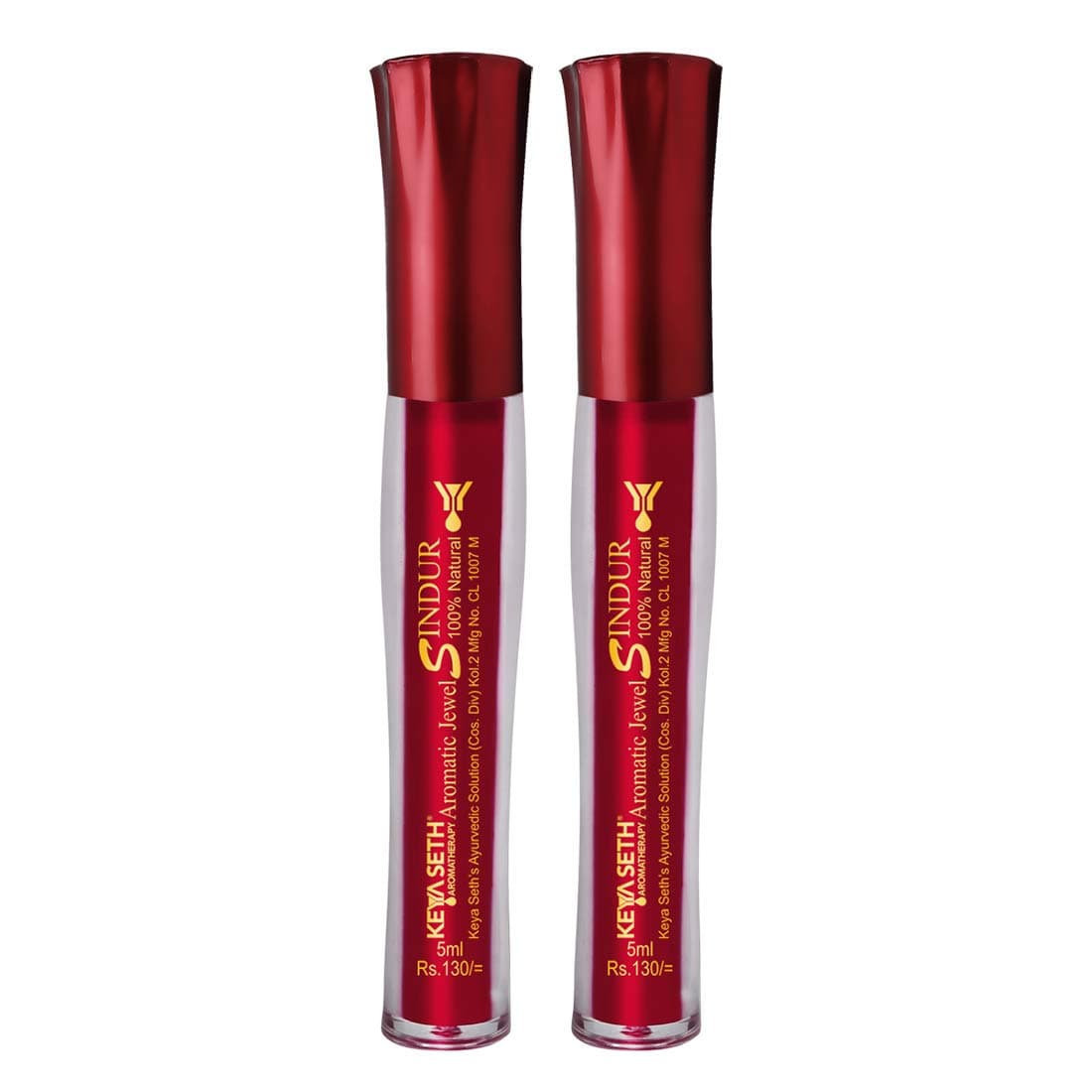 KEYA SETH AROMATHERAPY, DEVICE OF DROP Aromatic 100% Natural Liquid Sindoor Maroon with Sponge-Tip- Applicator- Long lasting Chemical free & Waterproof with Floral Pigment-5ml (Pack of 2)
