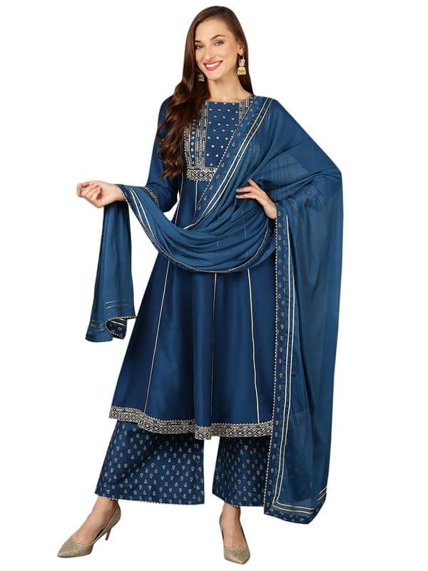 Vaamsi Silk Blend Women's Kurta with Palazzo Set