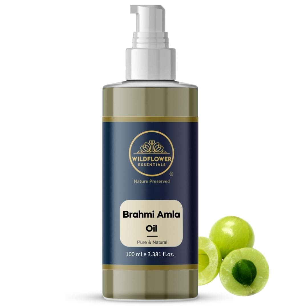 Wildflower Essentials Brahmi Amla Oil for Face, Skin, Hair, Body & Hydration, Pure & Natural (100ml)