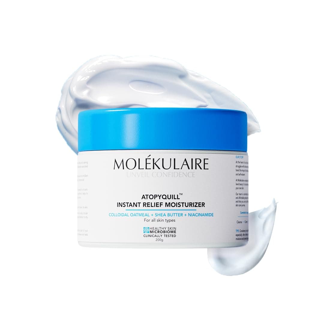 Molekulaire Atopyquill Moisturizer for Dry, Sensitive & Normal Skin | Deep Hydration with Colloidal Oatmeal, Ceramides & Shea Butter | Instantly Soothes Itchy Skin & Calms Redness | Non-Greasy Face & Body Cream | 200g
