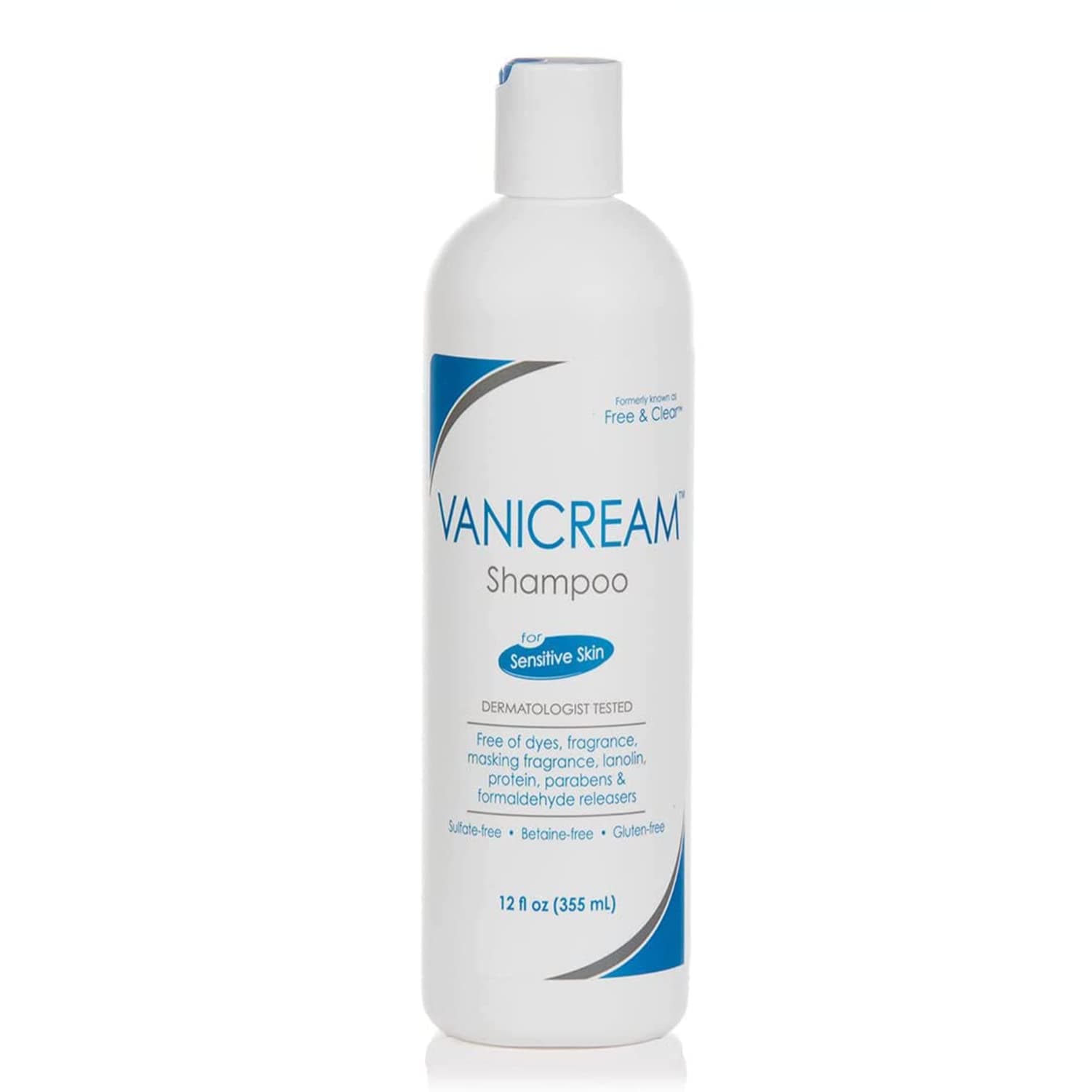 Vanicream Free&Clear Pharmaceutical Specialties Free & Clear Hair Shampoo For Sensitive Skin, Fragrance Free,12 Ounce