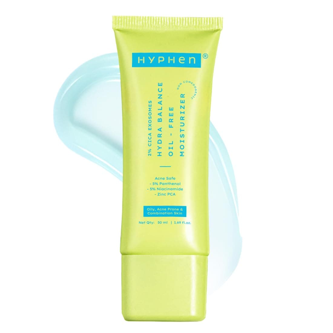 Hyphen 2% Cica Exosomes Oil-Free Moisturizer | 10X Deeper Hydration | Lightweight Water Gel with 5% Niacinamide | Controls Oil, Non-Comedogenic | Acne-Prone, Dry & Oily Skin - 50ml