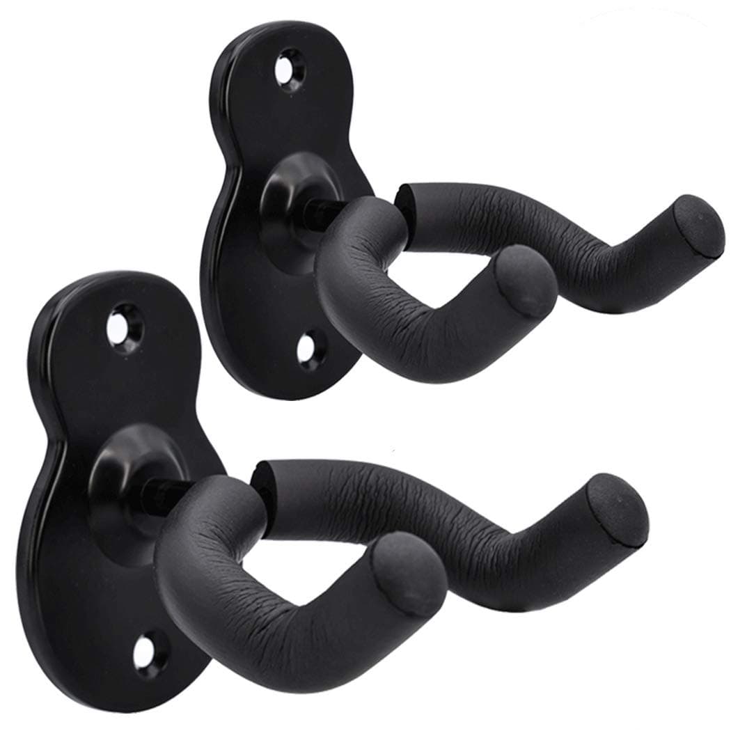 Sound harbor Steel Guitar Wall Mount Hanger 2 Pack Black Metal Guitar Holder