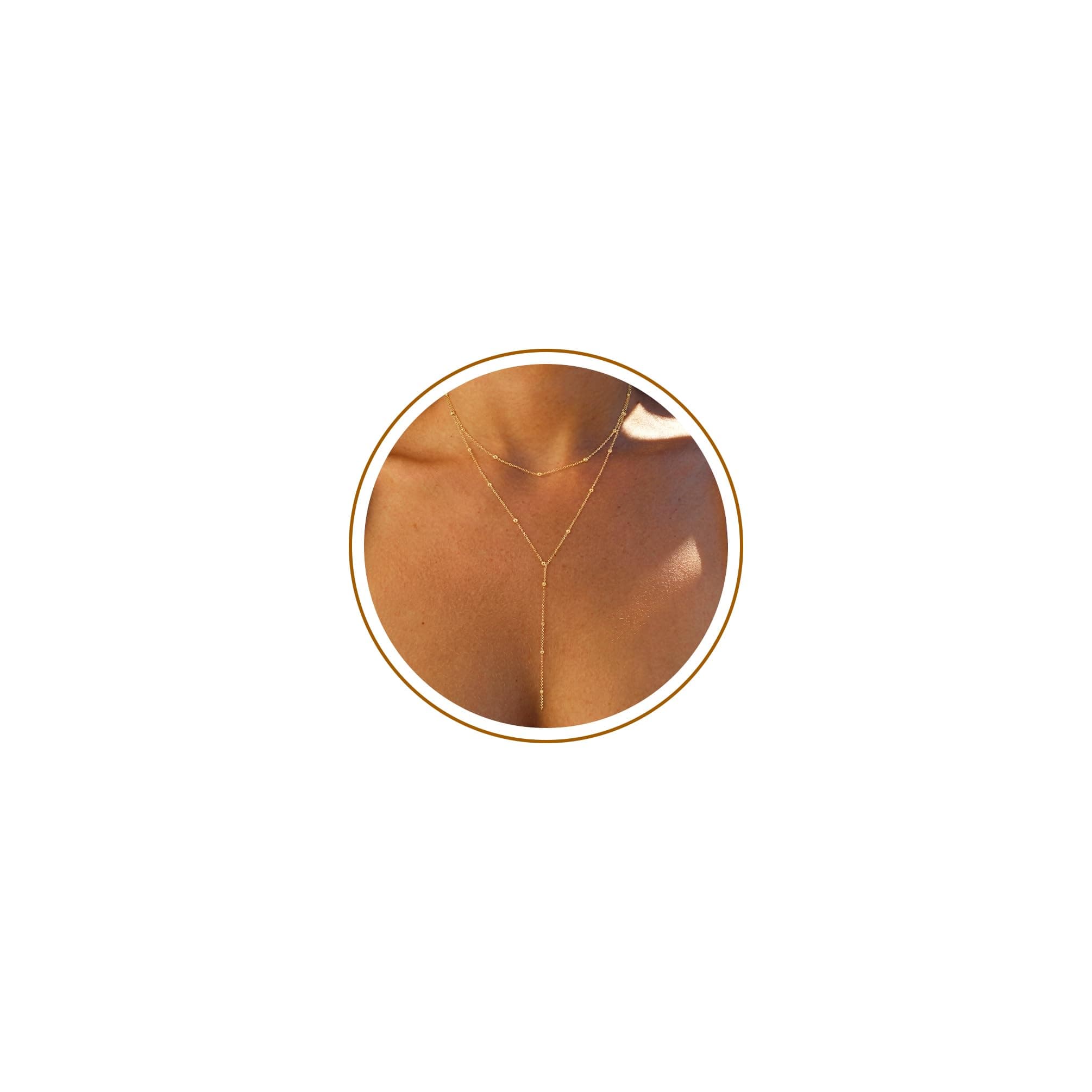 Foxgirl Lariat Gold Necklace for Women, Dainty Layered Long Necklaces 14k Gold Plated Y-shaped Beads Necklace Trendy Y Choker Drop Necklaces Simple Gold Jewelry For Women Teen, Gold, No Gemstone