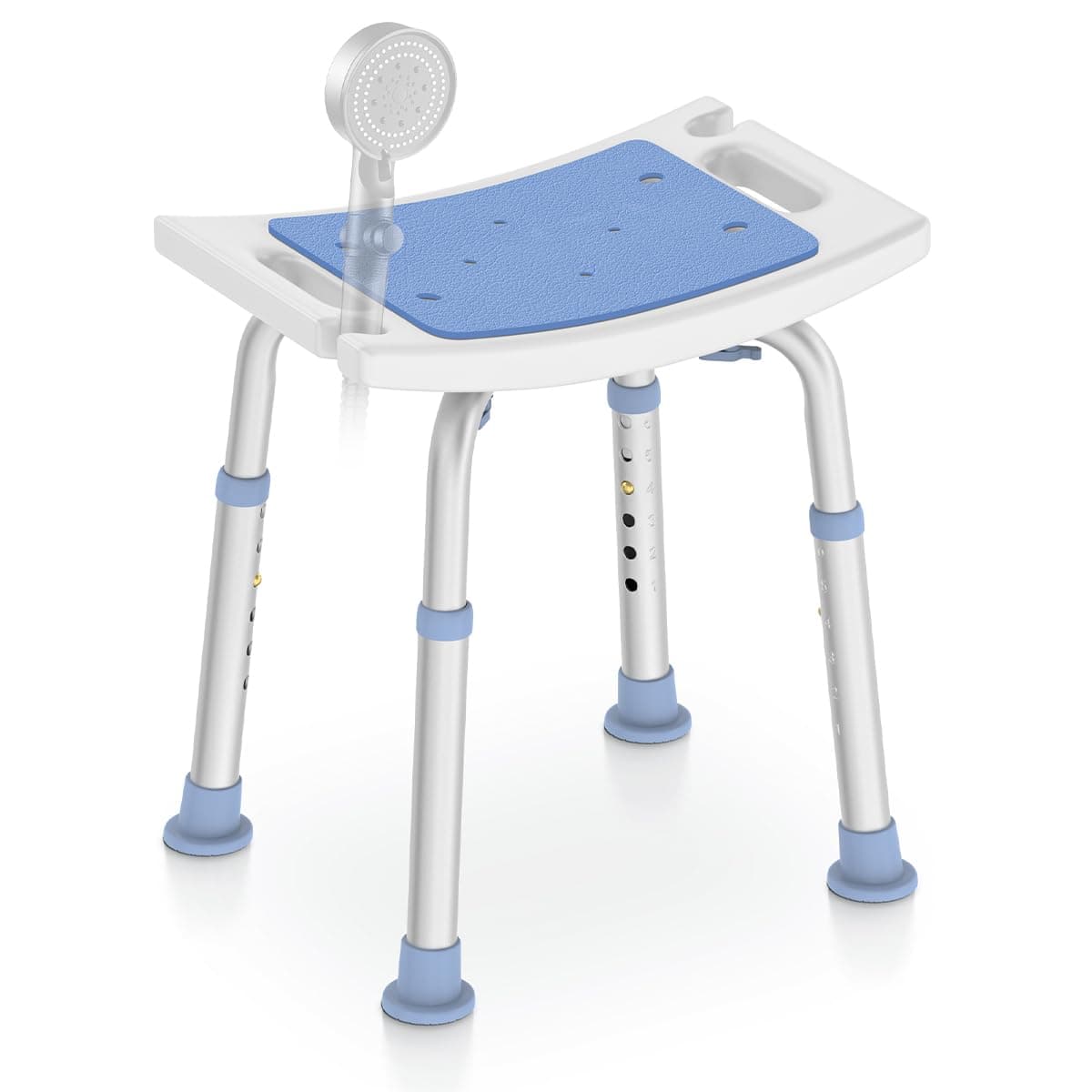 Delog Shower Stool 350lbs Bath Seat Chair for Inside Shower, Tool-Free Assembly Height Adjustable Bath Bench with Padded Seat for Seniors, Elderly, Disabled, Handicap and Injured