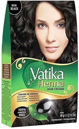 Vatika Naturals Dabur Henna Hair Colour (Rich Black, 6X10 g sachets)