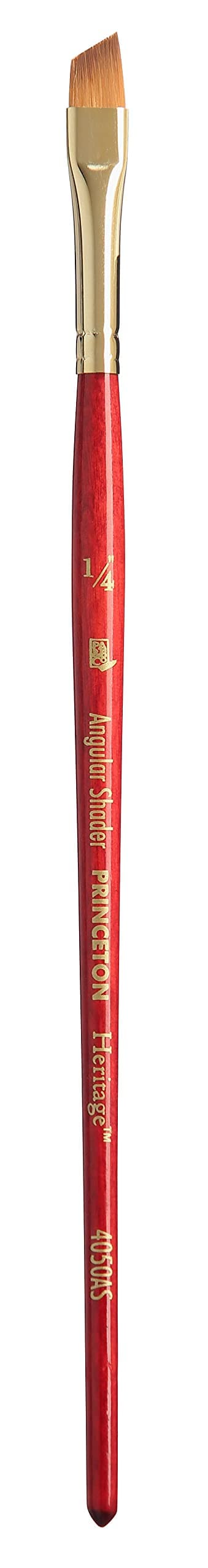 Princeton Heritage, Series 4050, Synthetic Sable Paint Brush for Watercolor, Angle Shader, 1/4 Inch