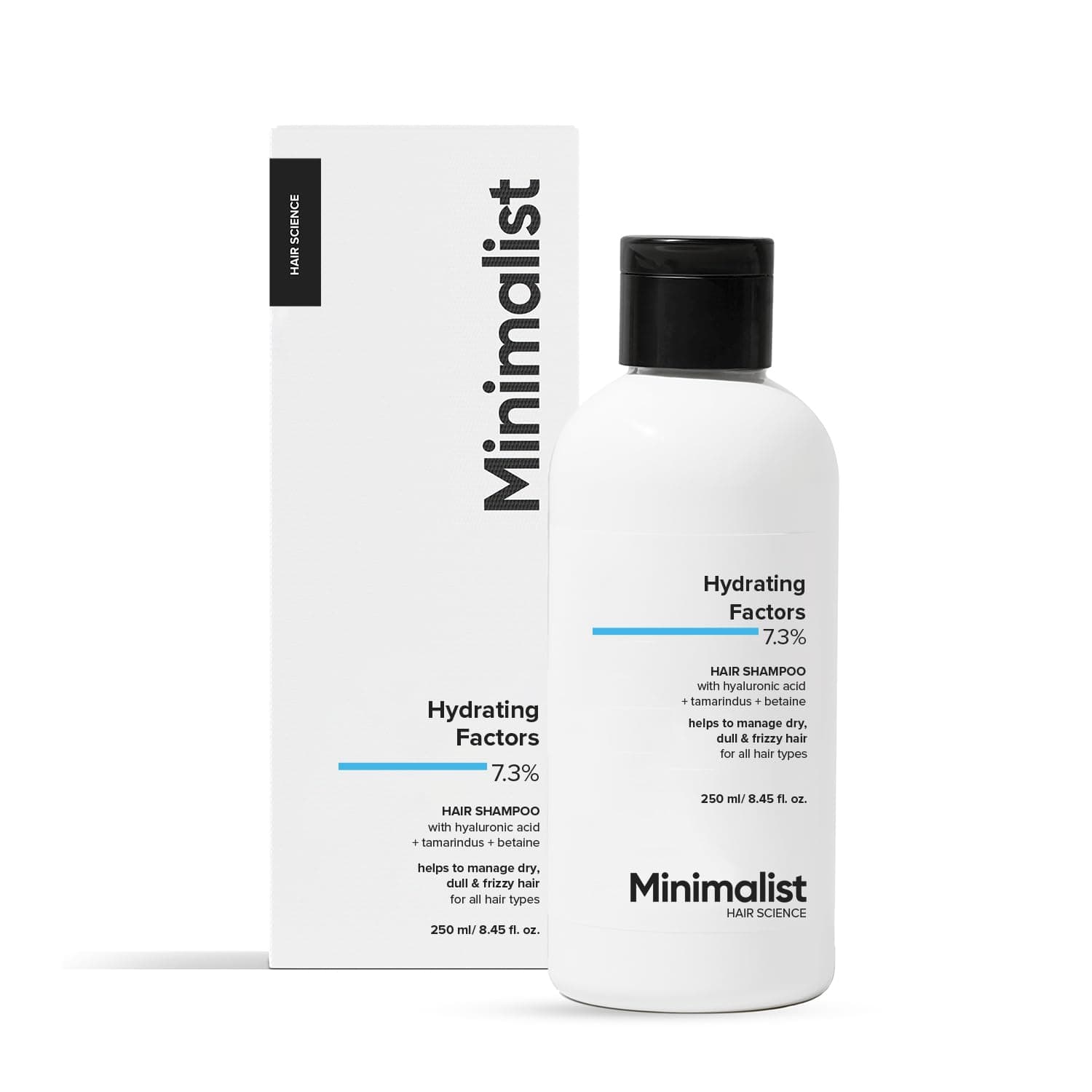 Minimalist Hydrating Shampoo for Dry & Frizzy Hair | Hyaluronic Acid + Tamarind + Betaine | Deep Moisture, Soft & Smooth Hair | Sulfate-Free Daily Use | 7.3% Hydration Complex | 250 ml