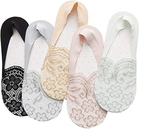 CHACKO Women Anti-Skid Lace Net Ankle Length Socks/Footie/Sock Liner/Foot Cover (Pack Of 2) Free Size,Multi