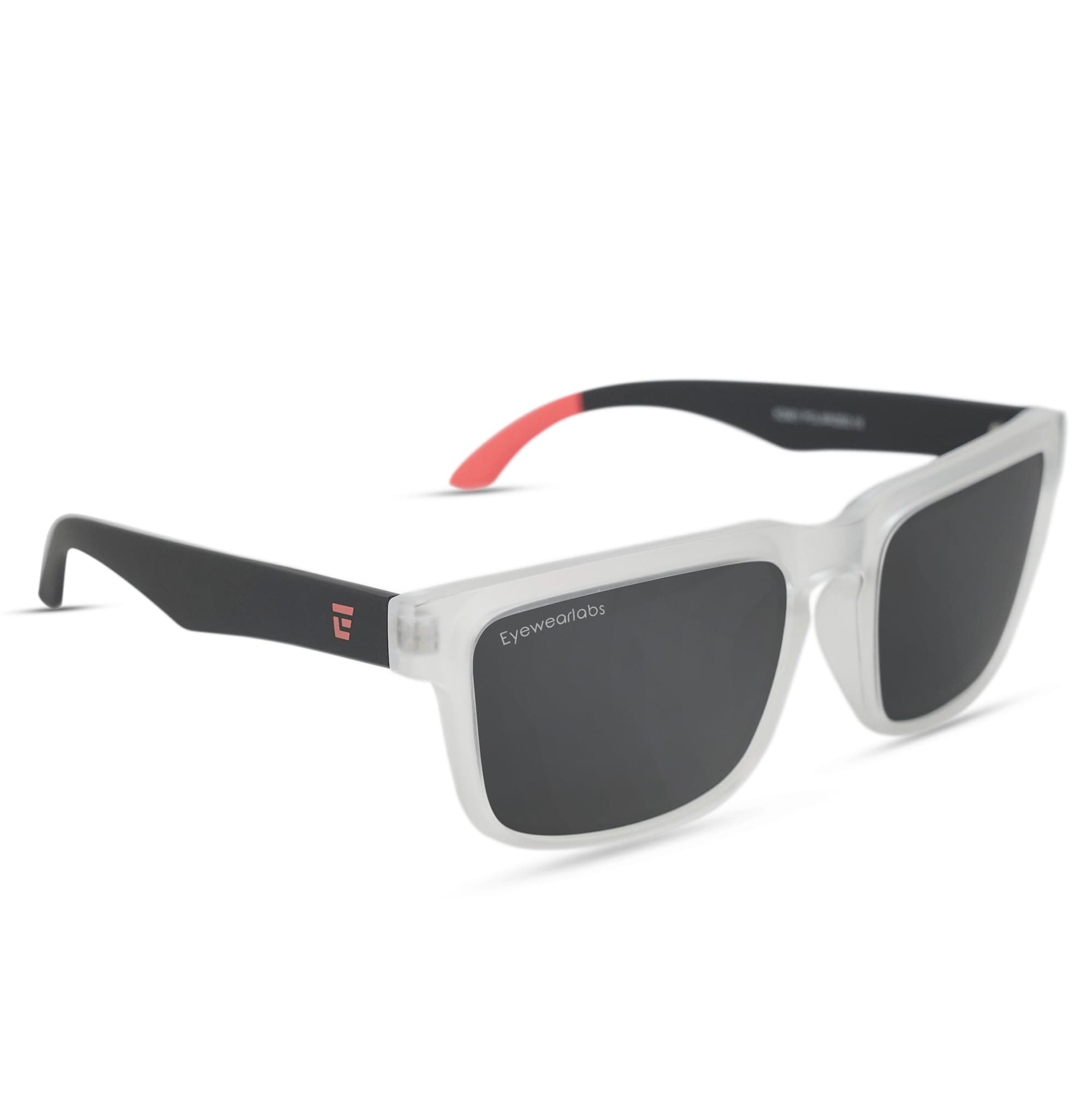 Eyewearlabs OKNO | Polarized Full Rim Rectangular Branded Stylish Sunglasses For Men & Women | 100% UV Protection Shades | Cricket Sports Cycling Driving | Black Lens | Medium | Tornado