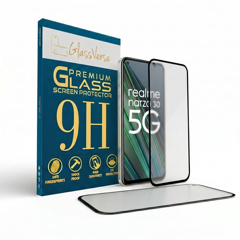 GlassVerse D+ Matte Tempered Glass With 18H Hardness For Realme Narzo 30 (Pack Of 2) with Free Installation Kit Full screen Coverage Free Replacement If Received Damaged - 6.5 inch