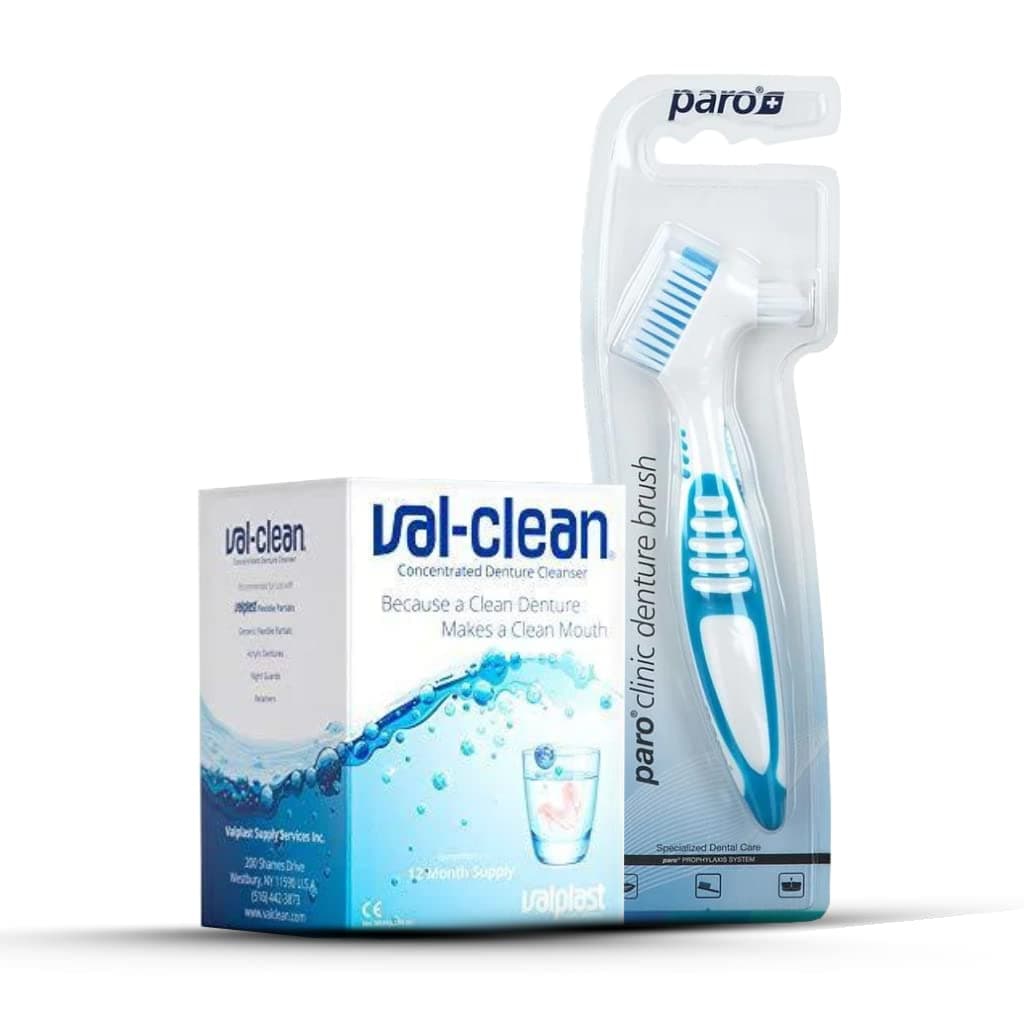 Val Clean Denture Cleaner 12 Packet for 1 Year And Paro Denture Cleaning Brush
