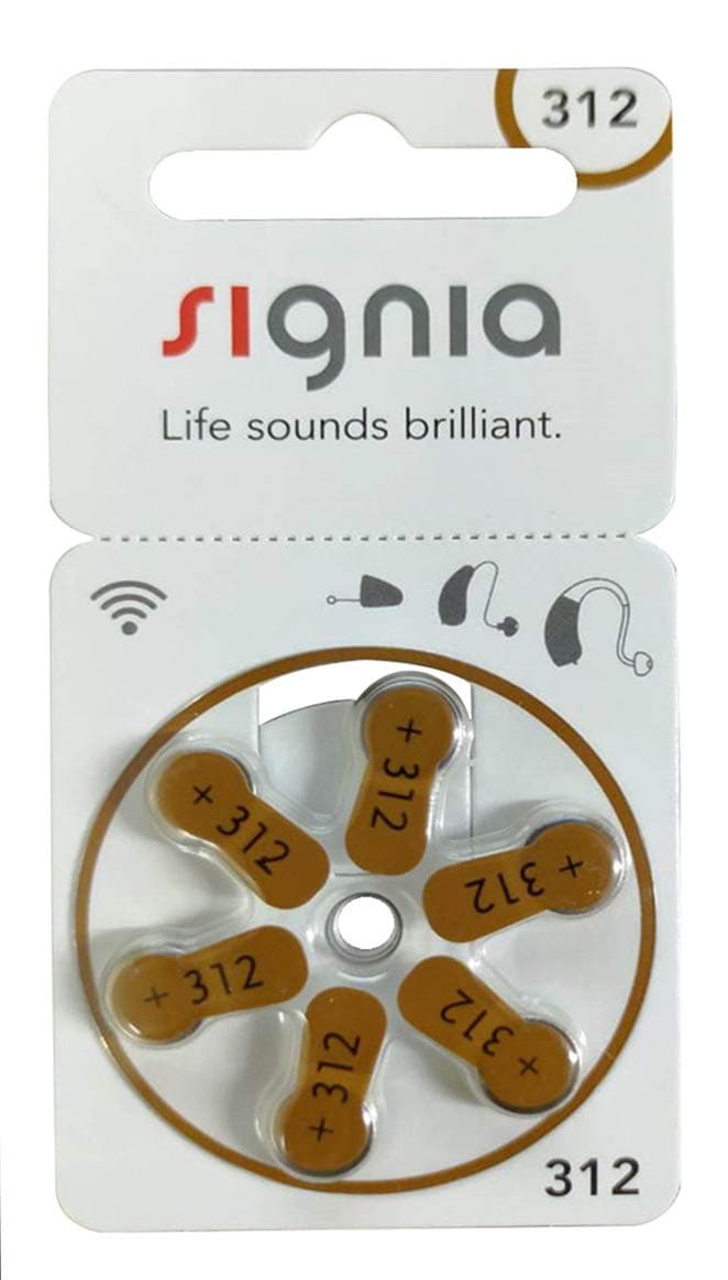 Signia Long-Lasting Hearing Aid Batteries ñ Enhanced Sound for Everyday Comfort Size 312-Hearstore.in, (Pack of 6 Batteries)