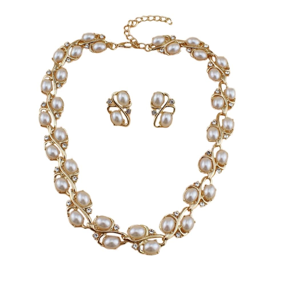 Shining Diva Fashion Women Latest Stylish Design Fancy Pearl Necklace Jewellery Set (15225s)
