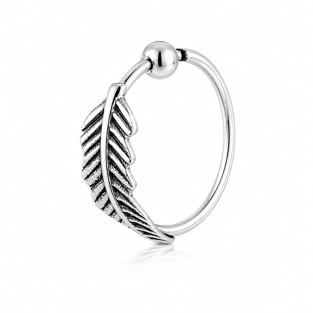 NEMICHAND JEWELS 925 Sterling Silver Leaf Nose Ring & upper helix earring For Women (10mm- 1PC)