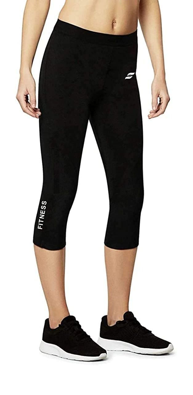 JUST CARE Pants for Women Swim Capris Swim Shorts Swimming Leggings (Small) Black