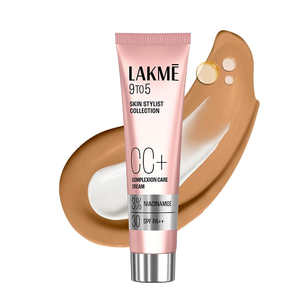 Lakme 9 to 5 CC Cream Almond with 3% Niacinamide Complex SPF30 PA++ | 90% lightweight moisturizing cream for Care & 10% Foundation for Care |Conceals Dark Spots| Brightens Skin |30 g