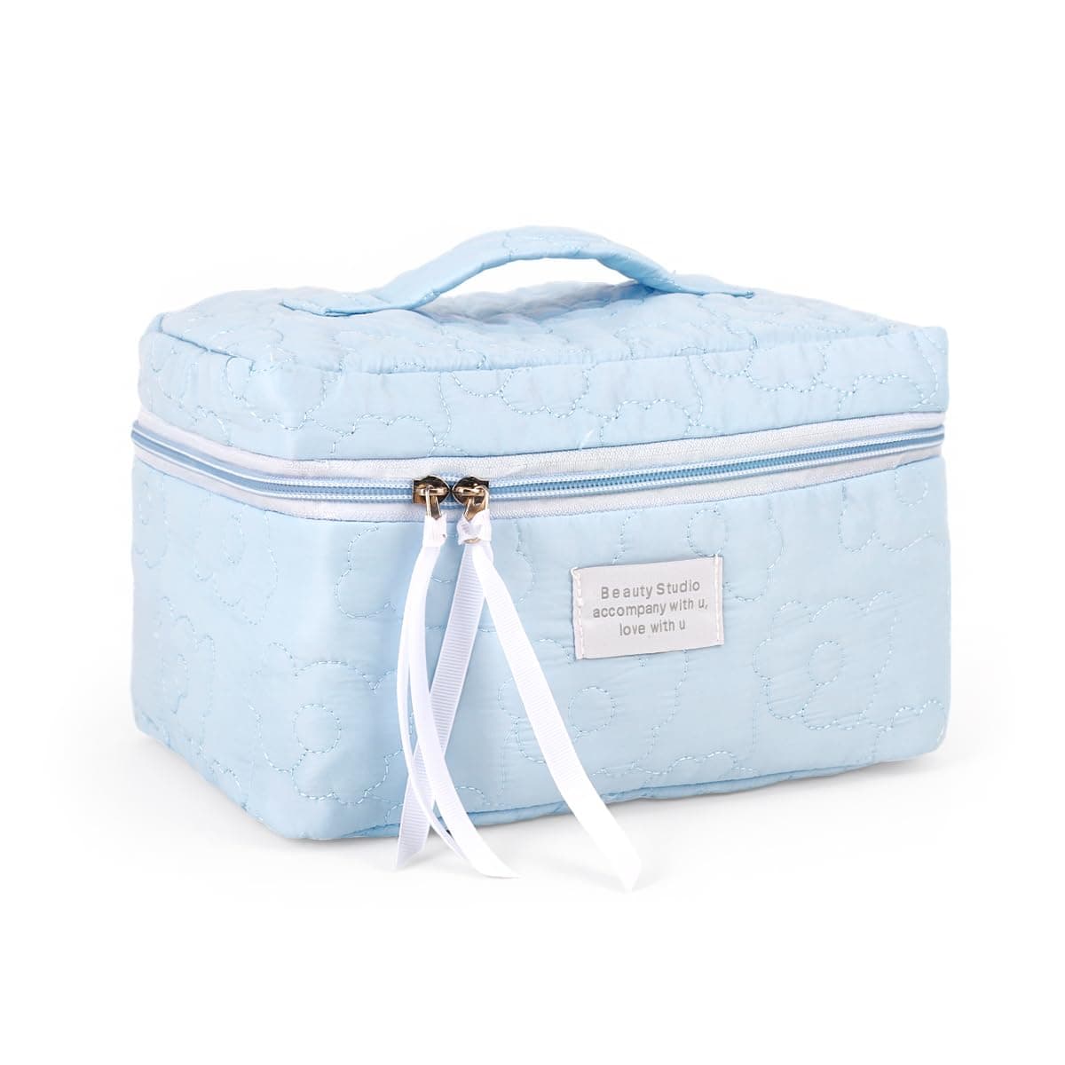 MAYCREATE® Makeup Organizer Bag, Large Cosmetic Cotton Pouches for Women, Floral Print Makeup Bag, Soft Cotton Toiletries Cosmetic Bags for Women, Travel Toiletry Pouch