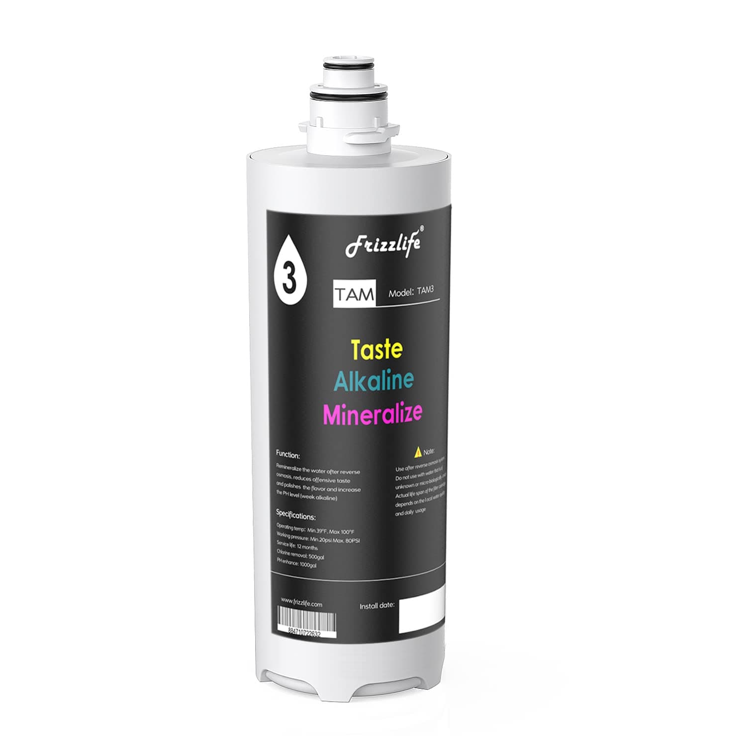 Frizzlife Replacement Filter Cartridge For TAM3, With FZ-4 Cartridge Inside, For PD600-TAM3 Osmanic System & TAM3 Alkaline Filter