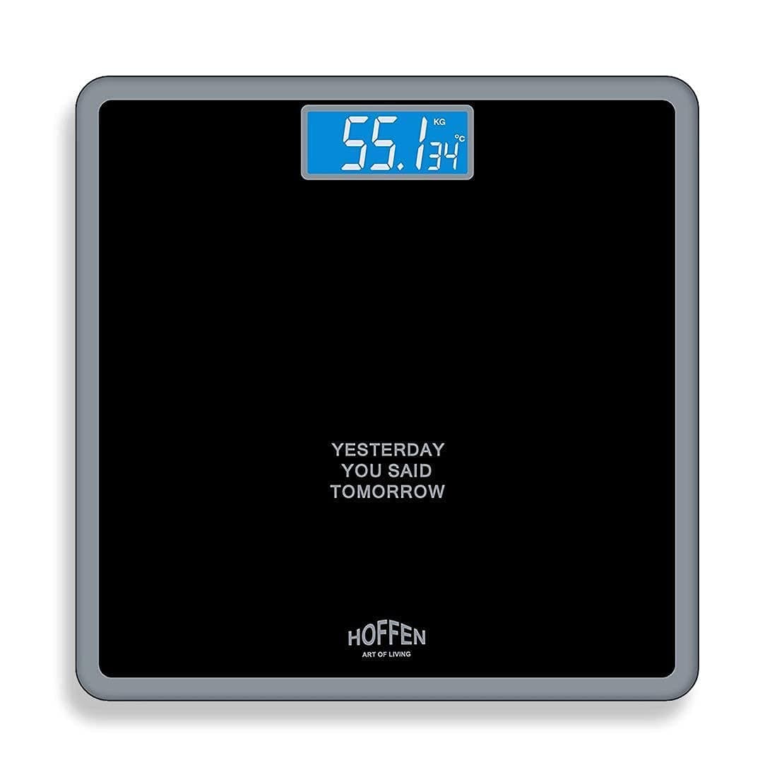 Hoffen (Made In India) Thick Tempered Glass Digital Electronic LCD Personal Body Weight Machine for Body Weight Fitness (HO-18-Black) with Two Years Warranty