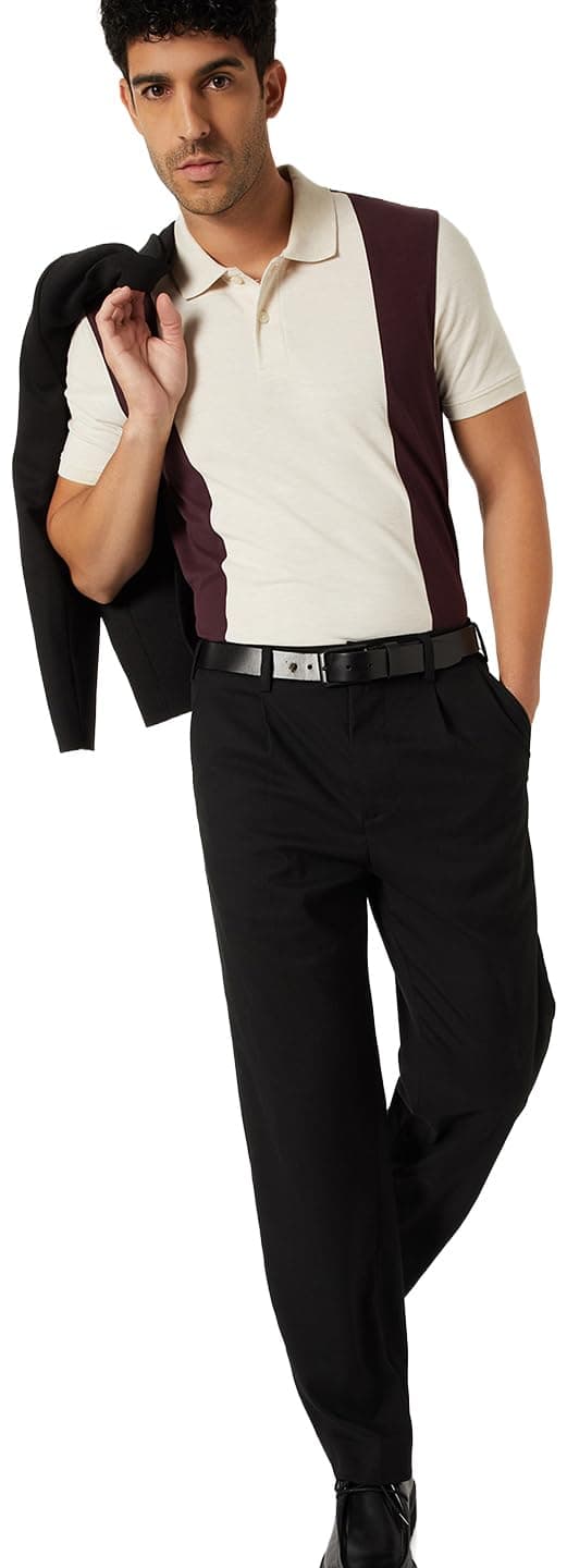 Max Men's Half Sleeves Regular Fit Colourblock Polo T-Shirt